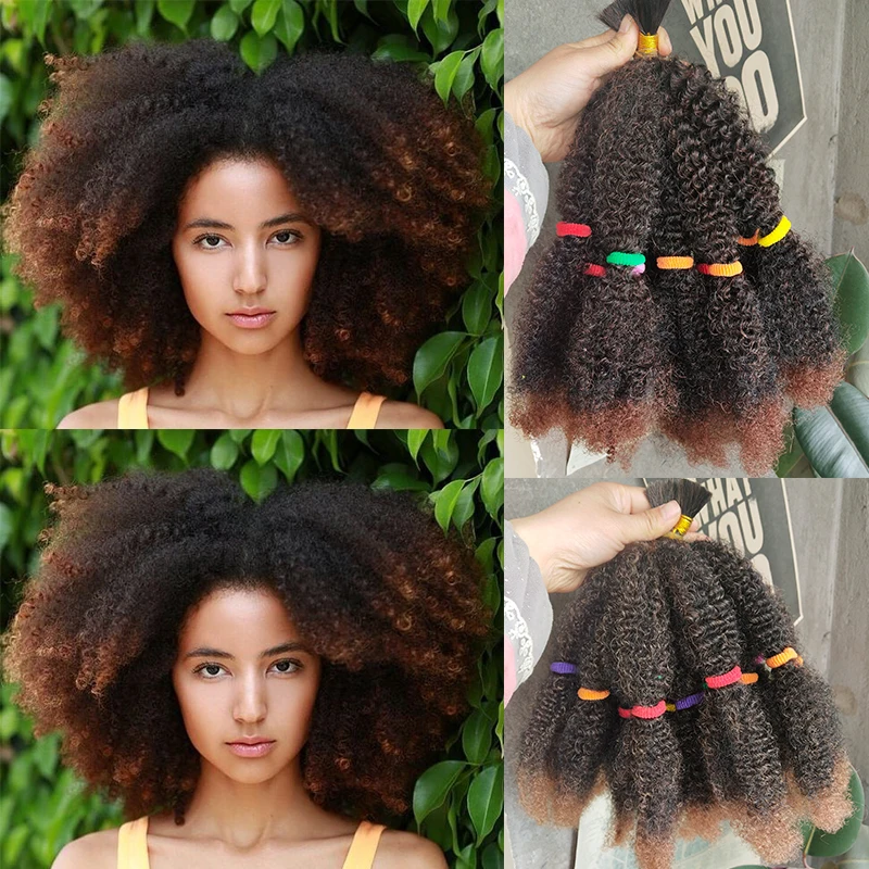 

12inch Synthetic Ombre Braiding Hair Afro kinky Bulk Braids Bug Brown Color Crochet Braids Hair Extension