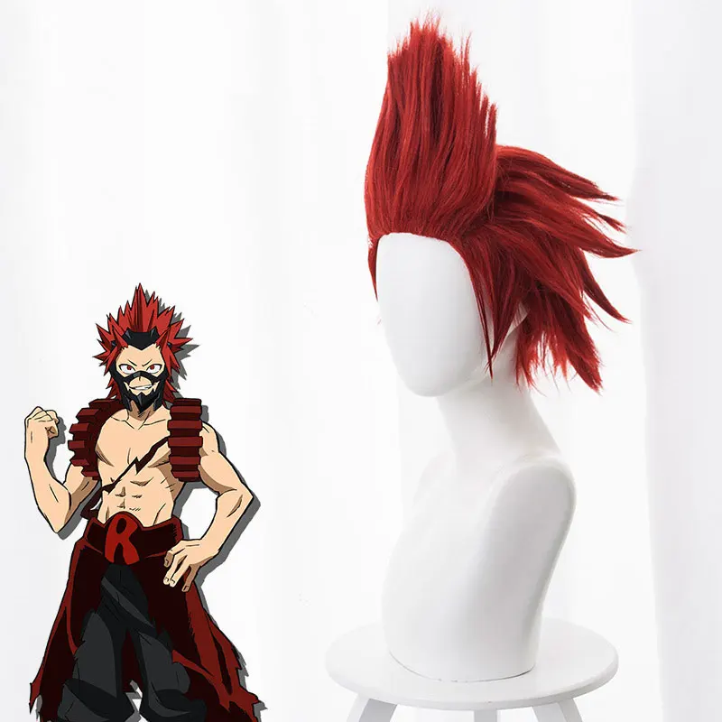 My Boku No Hero Academy Eijirou Kirishima Eijiro Red Short Heat Resistant Wig Cosplay + Cap | Тематическая одежда и