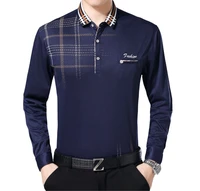 promotional sales middle age casual fashion plaid long sleeve t shirts
