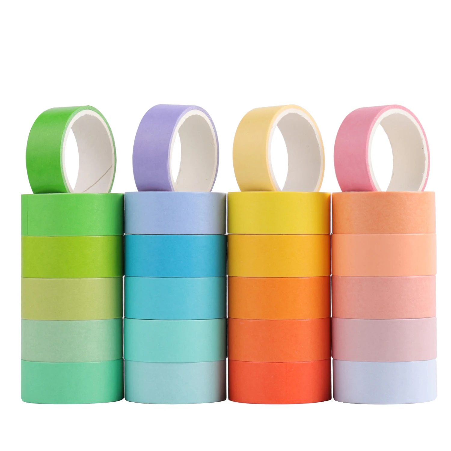 

24 Rolls 15mm Wide Washi Masking Tape Set, Colourful Rainbow Tape Decorative Writable Craft Tape for DIY Scrapbook Designs