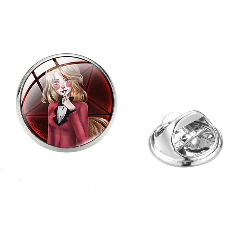 Style 15 SONGDA Популярные Аниме Hazbin отель Colar булавки значок Забавный Charlie Alastor Angel Vaggie стеклянный купол Мультяшные броши для фанатов - Окраска металла: Style 15