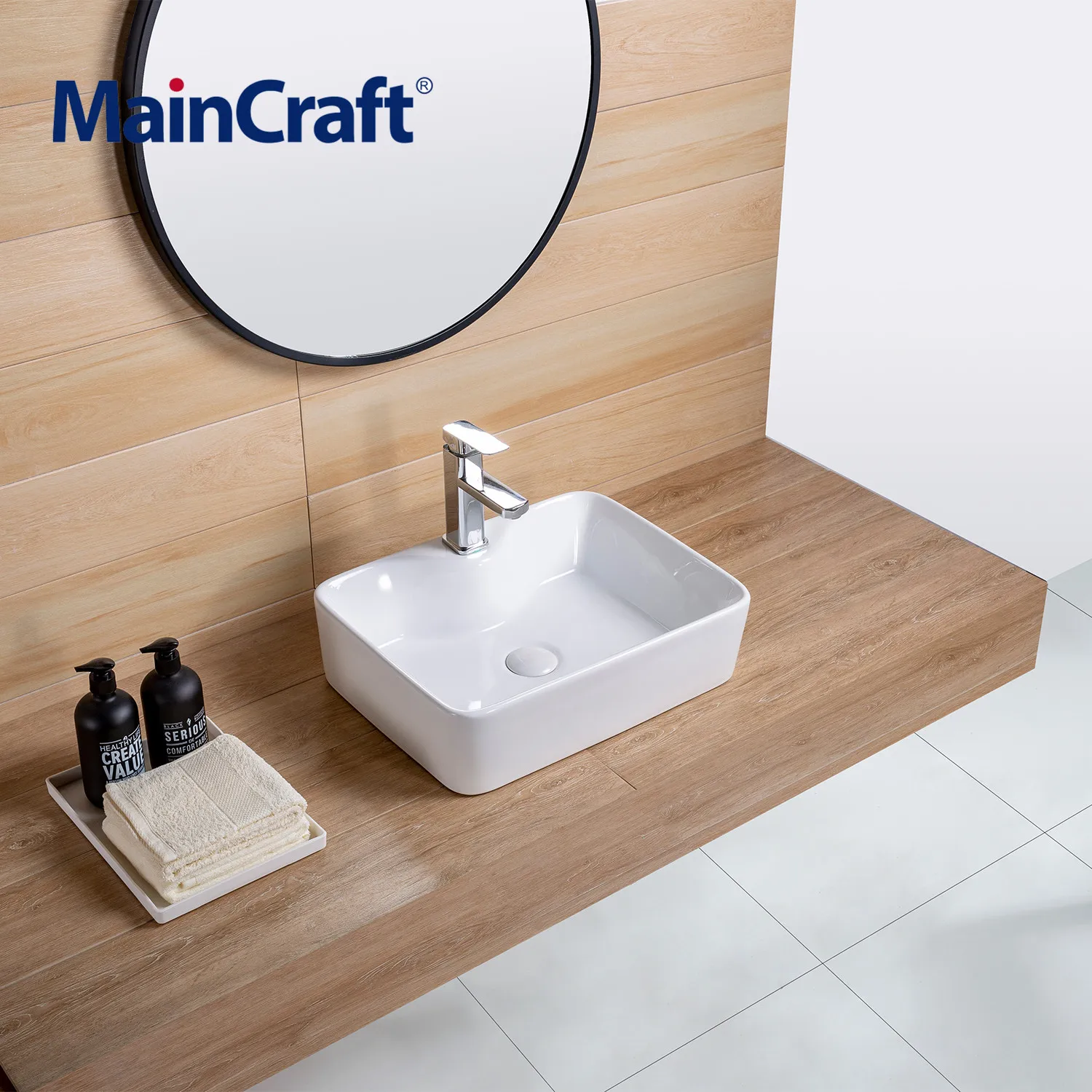 Прямоугольная керамическая раковина для ванной комнаты белая раковины