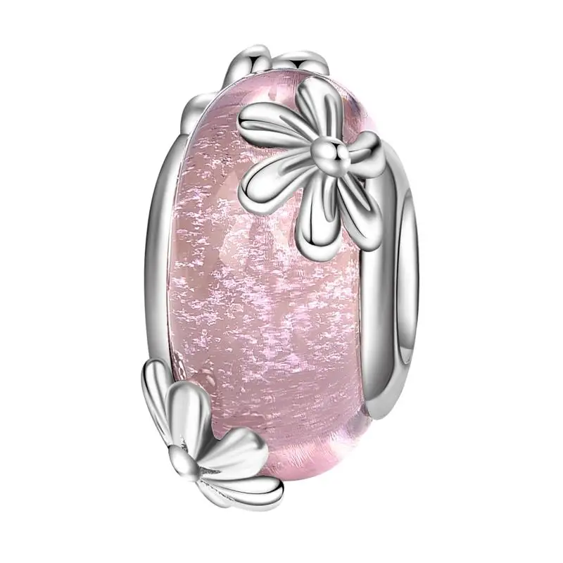 Pink Love Flower DALARAN розовые цветы серии DIY талисманы 925 пробы серебряный бисер очарование подходят Pandora Браслеты для женщин ювелирных изделий - Цвет камня: Pink Love Flower