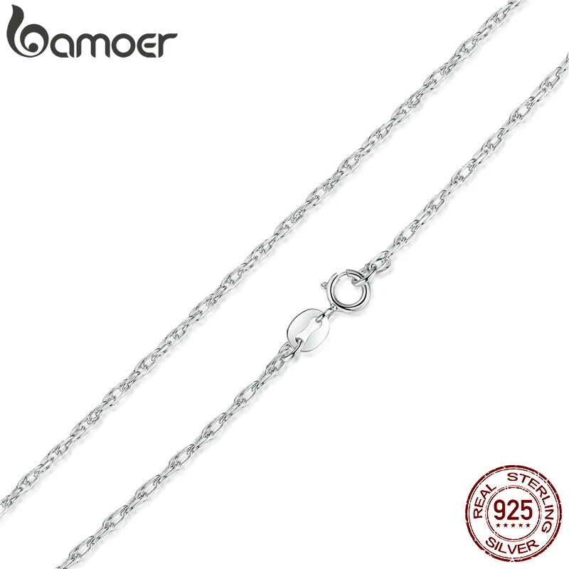 BAMOER 925 пробы Серебряное регулируемое базовое ожерелье-цепочка застежка Омар простое модное ожерелье ювелирные изделия SCA002-45