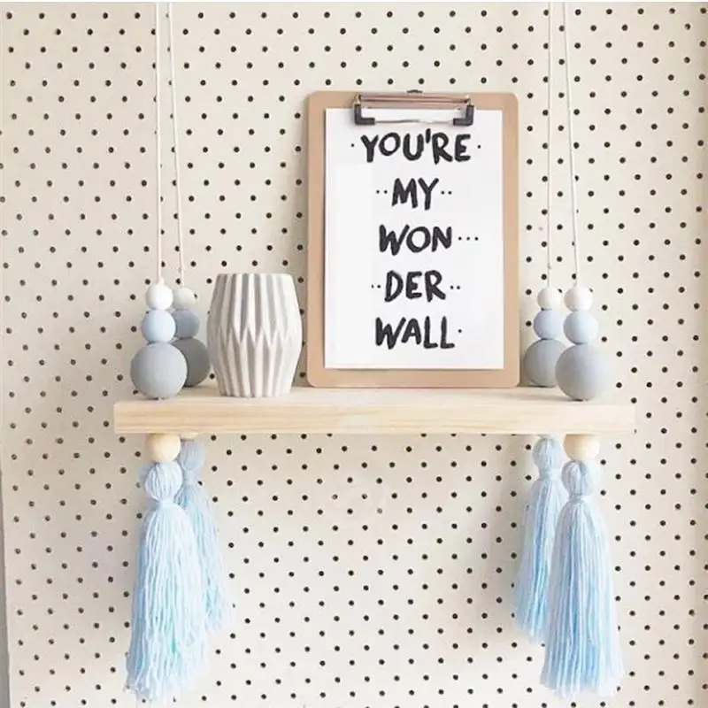 Вешалка для хранения деревянных бусин подвесная полка в скандинавском стиле с