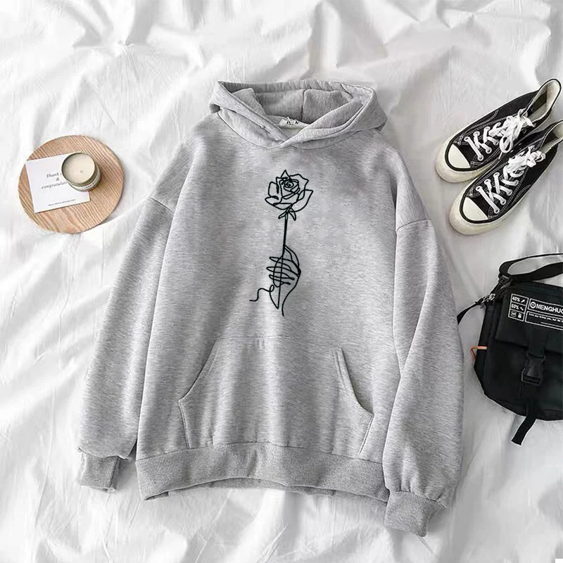 Женская толстовка с длинным рукавом Sudaderas Mujer Harajuku свободная капюшоном
