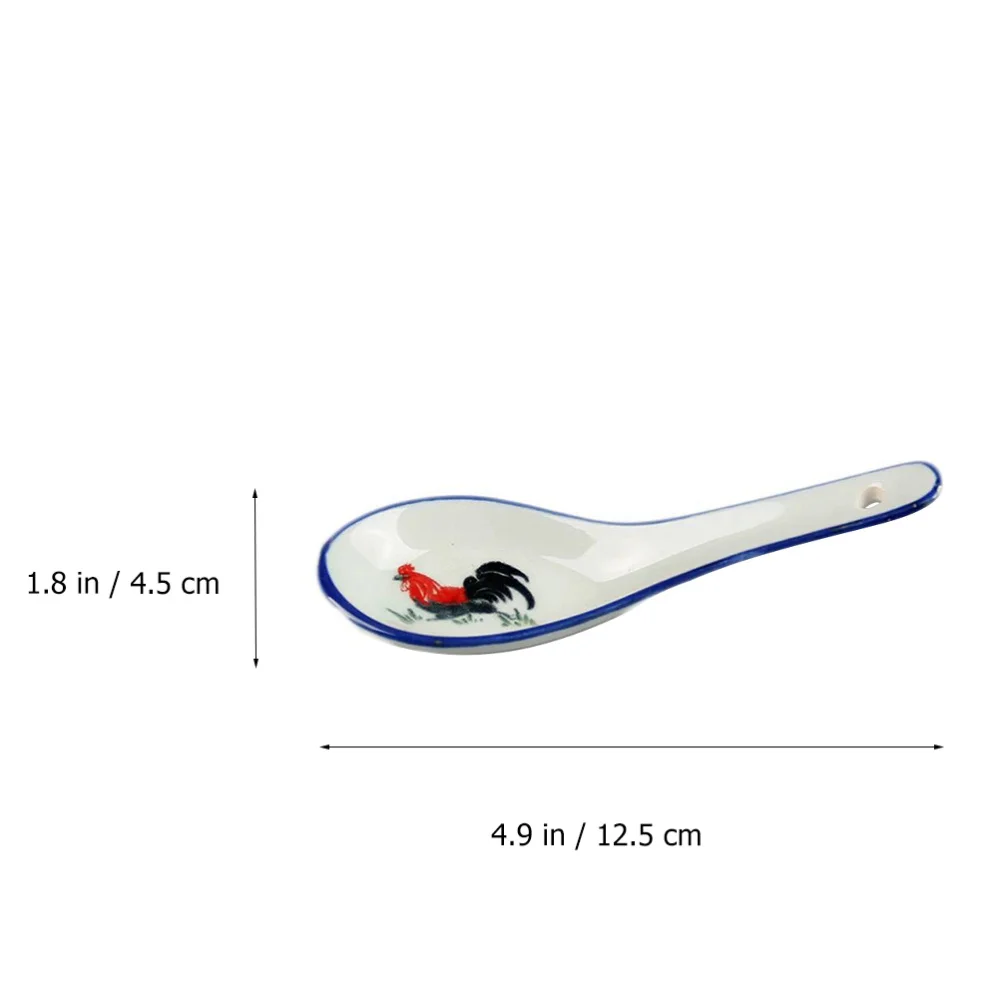 

6pcs Ceramic Soup Spoons Home Mixing Small Spoon Creative Dessert Spoon