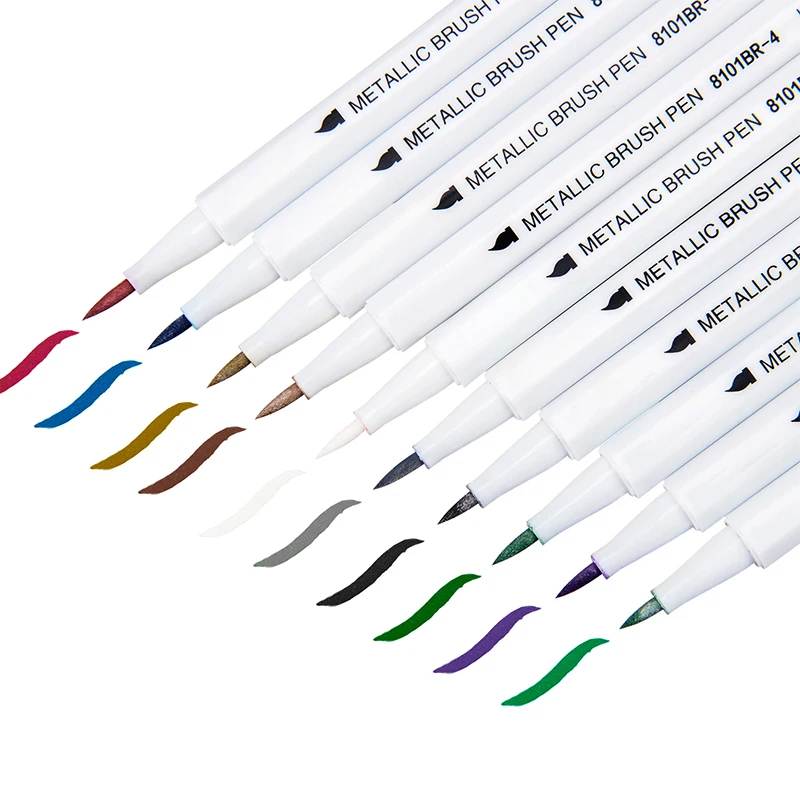 10 цветов металлическая кисть ручки эскиз художественная маркерная ручка 1 мм