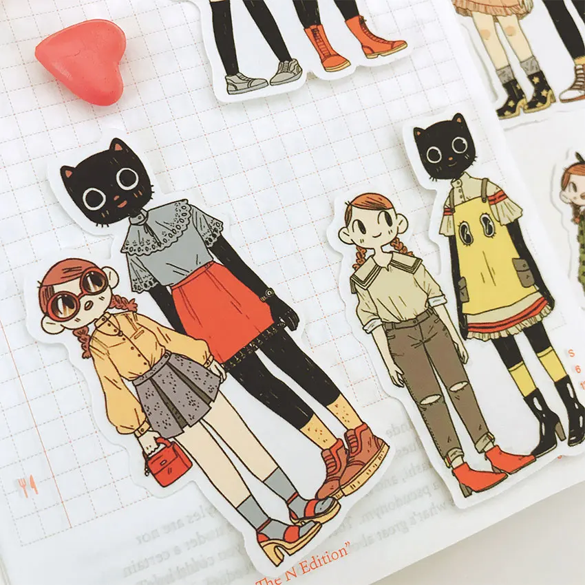 10Pcs/Pack Diary Japan Girl Cat Friends Sticker DIY Craft Scrapbooking Album Journal Happy Planner Decorative Stickers | Дом и сад