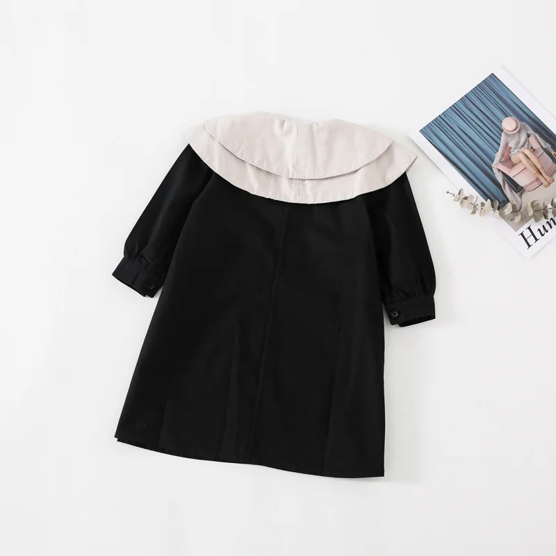 

2020 Autumn New Products Girls Dress Korean Fashion Irregular Big Lapel Doll Retro Children 's Clothing 0-5 Years Old Trend