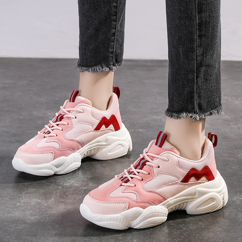 

Women Chunky Sneakers Casual Shoes Black 5.5cm Platform Basket Female Fashion Luxury Designers Vulcanized Shoes Woman 2020