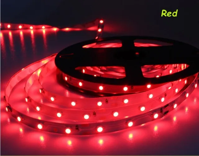 Красный Светодиодная лента 3528 5 м/рулон 60led/M Светодиодные полосы SMD 3528 DC12V Безопасный светодиодный бар RGB/белый/теплый белый RoHS CE - Испускаемый цвет: Красный