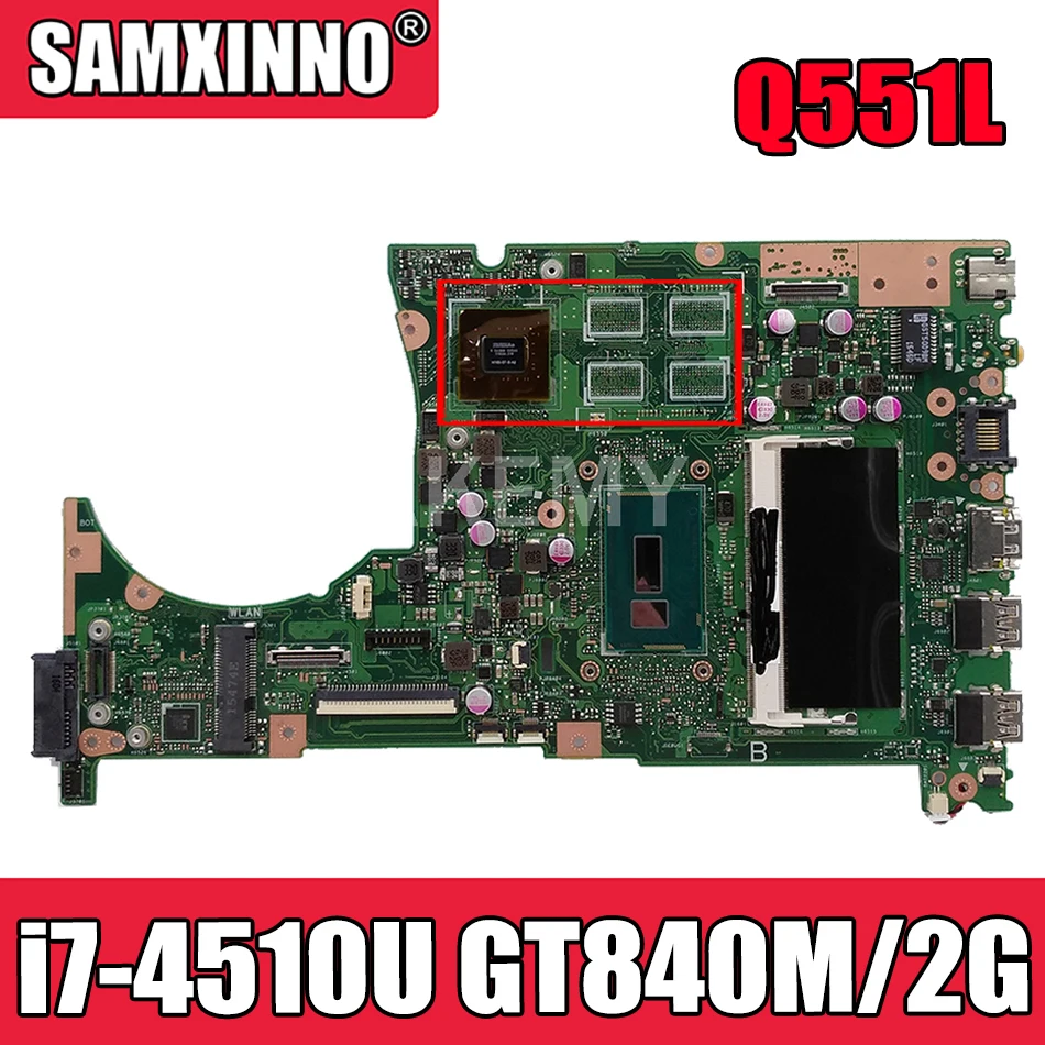 

Akemy Q551LN Laptopmother плата для Asus Q551L Q551LB Q551LN материнская плата testi7-4510U 4 ГБ/RAM GT840M/2G