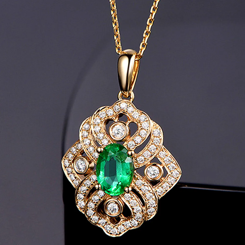 Изумруды в виде кулона ожерелья для женщин femme 18k Золото Тон колье цепи вечерние