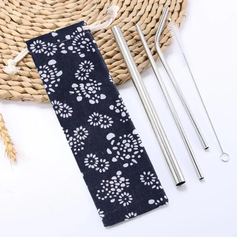 3/5 шт/комплект из нержавеющей стали прямые согнутые Соломинки + чистящая щетка