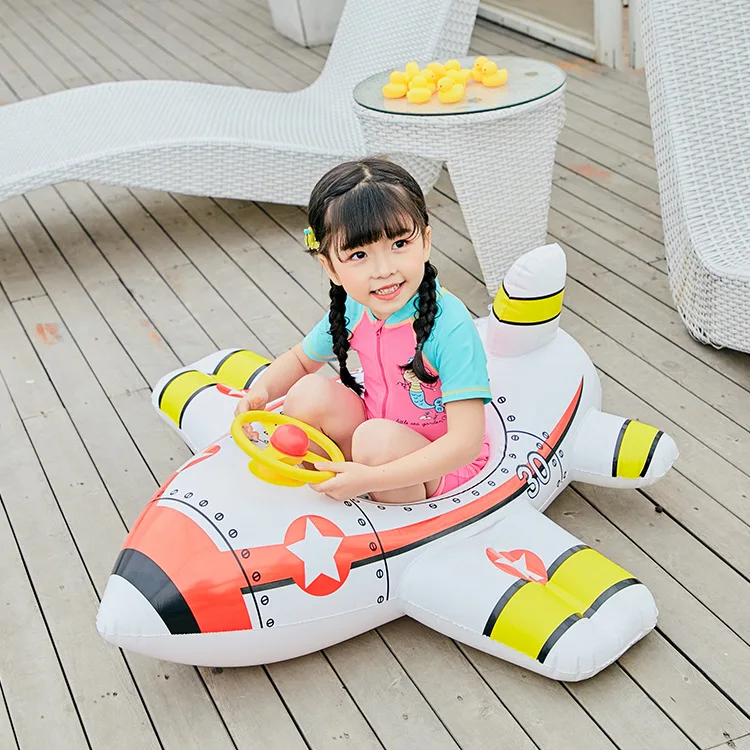 Круг для плавания детское круг утолщенное рулевое колесо мультяшный самолет