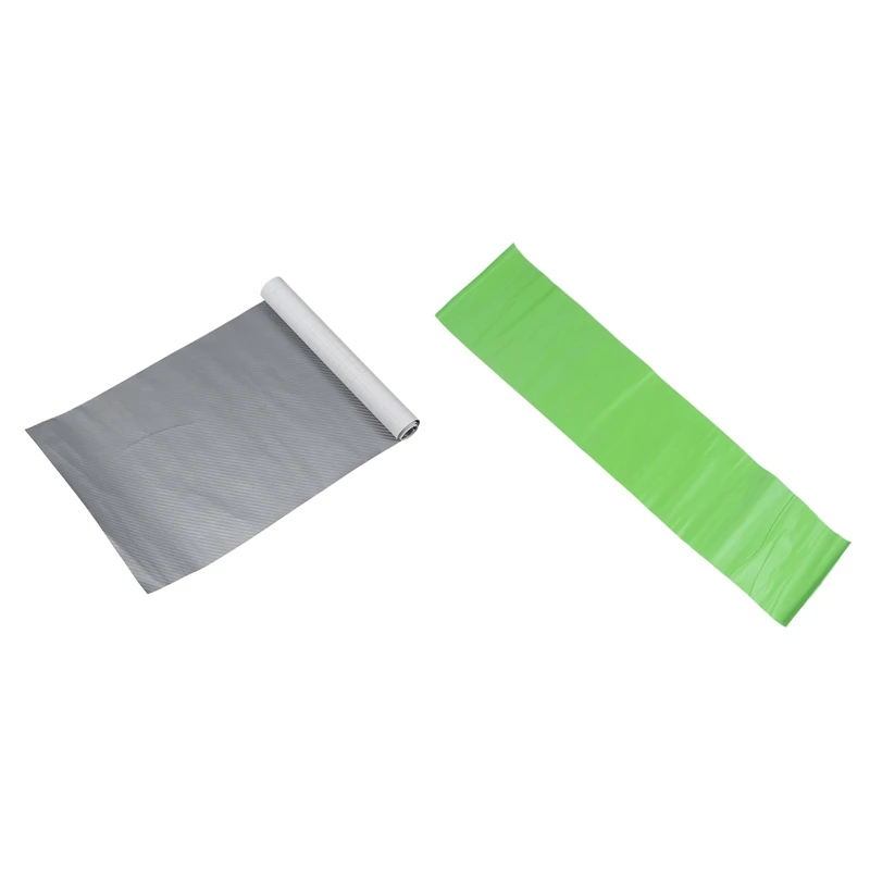 

2 Pcs DIY 30x127 3D Carbon Fiber Decal Vinyl Film Wrap Roll Adhesive Car Sticker Sheet green & silver