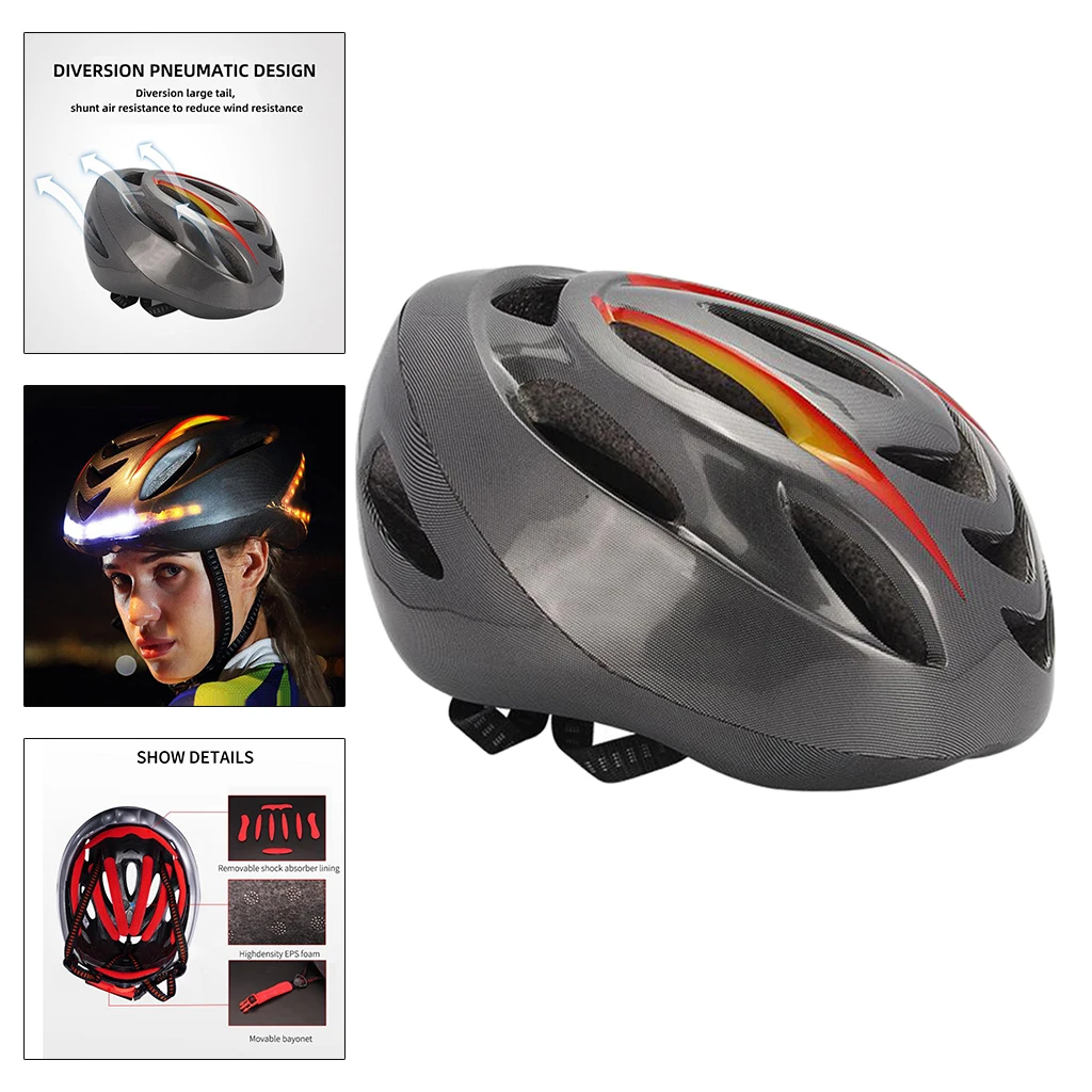 

Smart Bike Helmet with LED Turn Signal Front Rear Lights, Remote Control for Night Safety Cycling Bicycle Helmet Adjustable