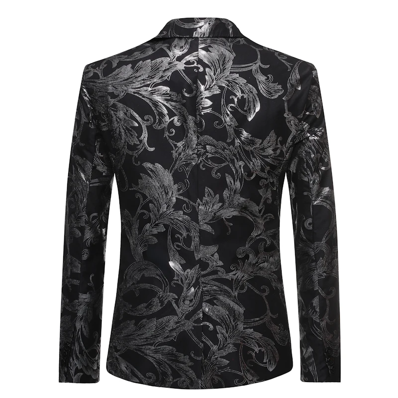 Модный мужской костюм с цветочным принтом Slim Fit Мужской Блейзер Свадебный Жених