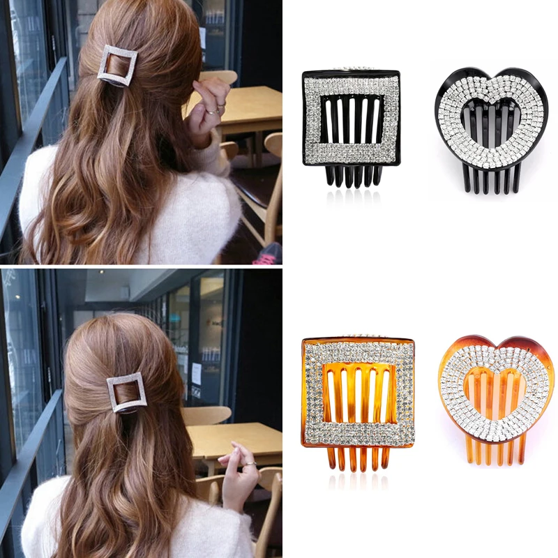 Стразы в форме сердца квадратные геометрические заколки для волос женские