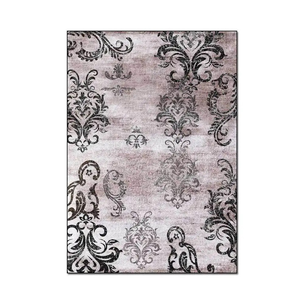 

Retro fashion European black and white pattern floor mat Living room bedroom bedside rug customize plush carpet big size 1.6x2.3
