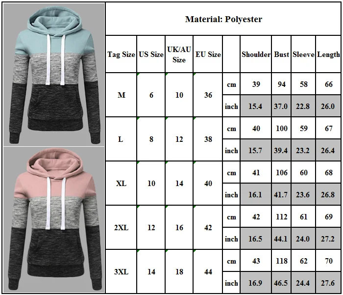 

Ladies Pullover Jumper Winter Long Sleeve Tops Casual Hoodies Hooded Sweatshirts