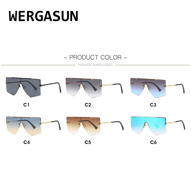 

WERGASUN 2020 Luxury Oversized Sunglasses Women Men Fashion Shades UV400 Vintage Luxury Brand Glasses UV400