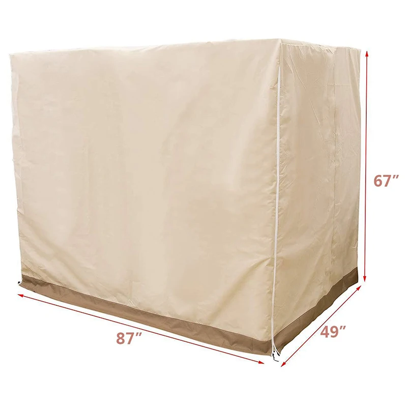 

Outdoor Swing Cover Terrace Garden Hammock Glider Cover Durable Waterproof Outdoor Furniture Cover (3 Seats, Beige)