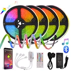 Светодиодная ленсветильник RGB с Bluetooth и пультом дистанционного управления SMD5050, гибкая Водонепроницаемая лампа с диодами 5-50 м, 12 В постоянного тока, 30 светодиодовм