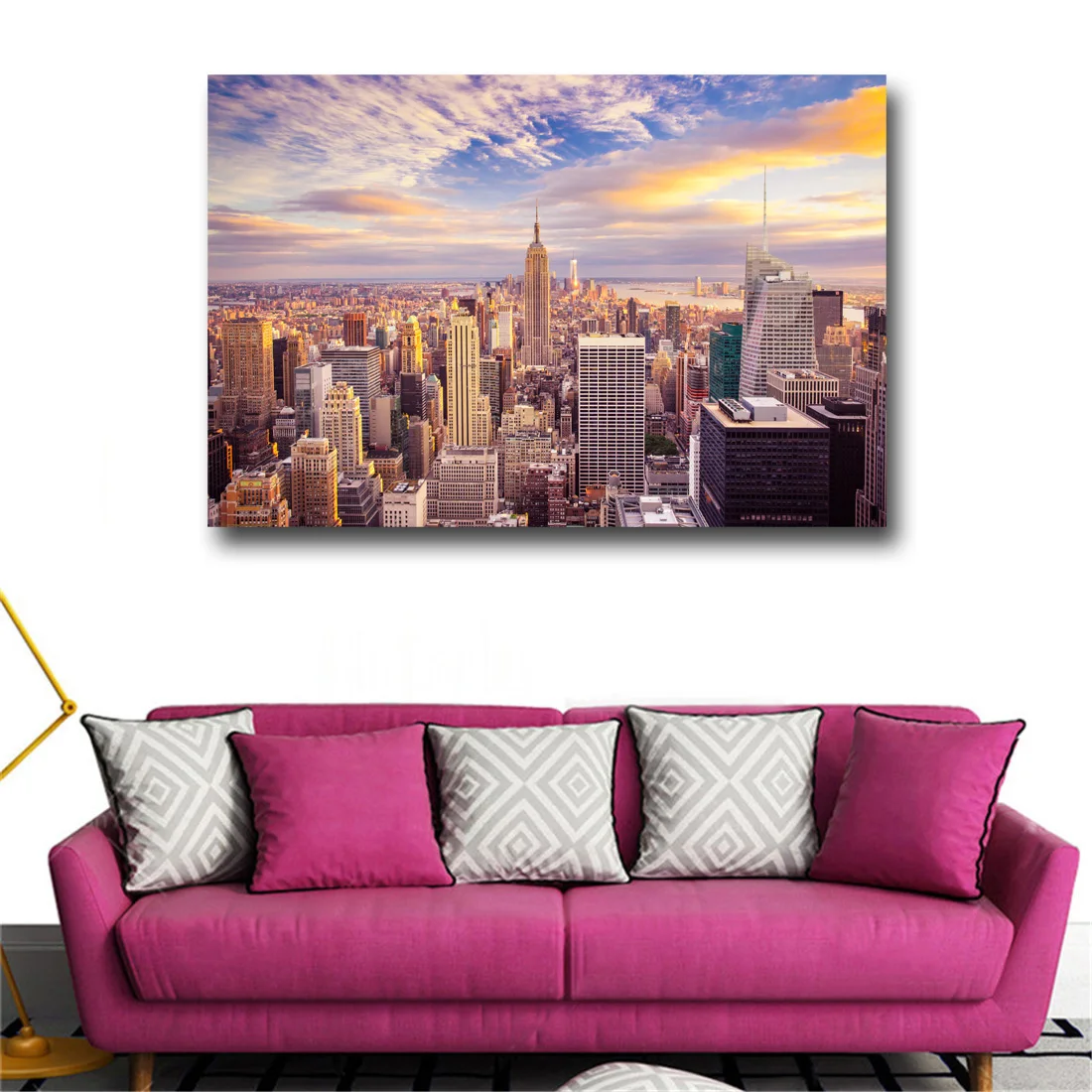 Картина на холсте мост городской пейзаж ночная сцена закат Нью Йорк Токийская