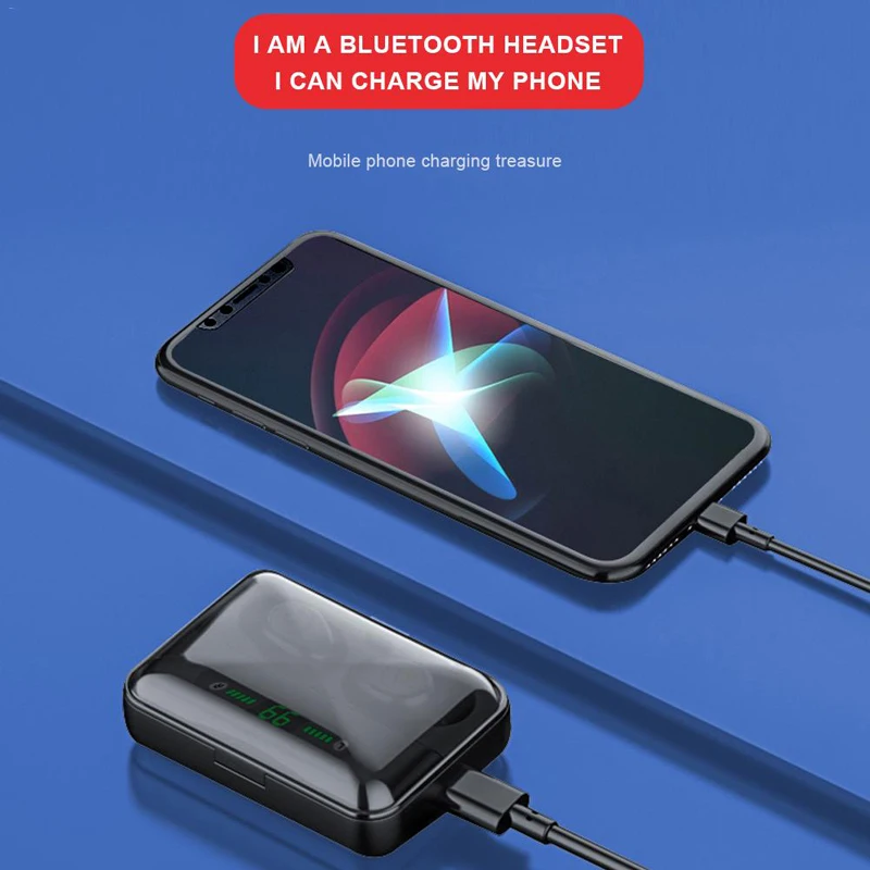 Беспроводные Bluetooth наушники 5 0 светодиодный внешний аккумулятор Display1200mA