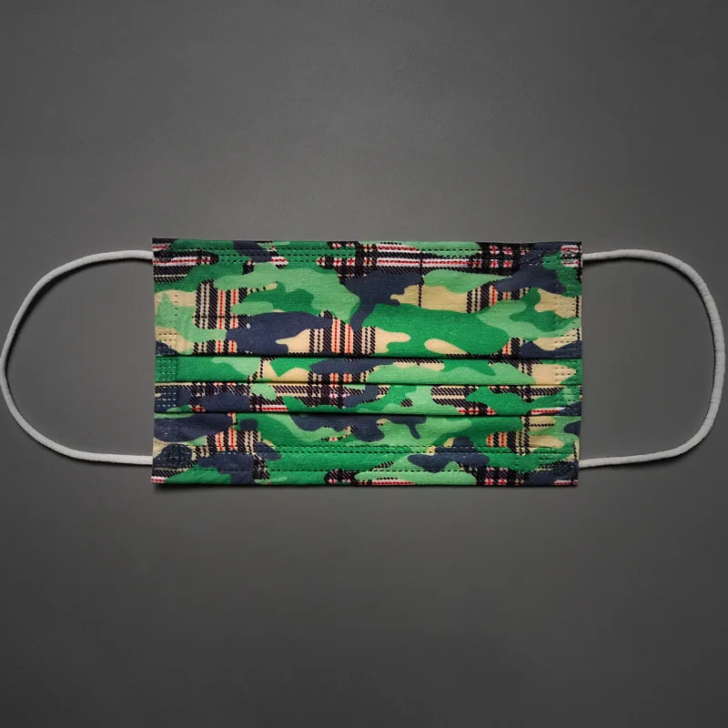 

50pcs Face Mask Disposable 3-layer Filter Non-woven Printed Face Mask Blue/pink/green/red/yellow Adult Face Mouth Masks