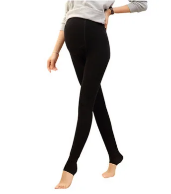 Thick black Новые Красочные хлопковые леггинсы для беременных, подтягивающие живот ноги и бархатные утепленные цельные штаны 450 г - Цвет: Thick black