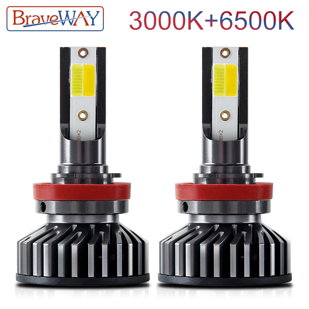 BraveWay 3000K + 6500K H7 LED CANBUS H1 H8 H11 Светодиодный ные лампы для автомобильных фар лм 72 Вт 12 В