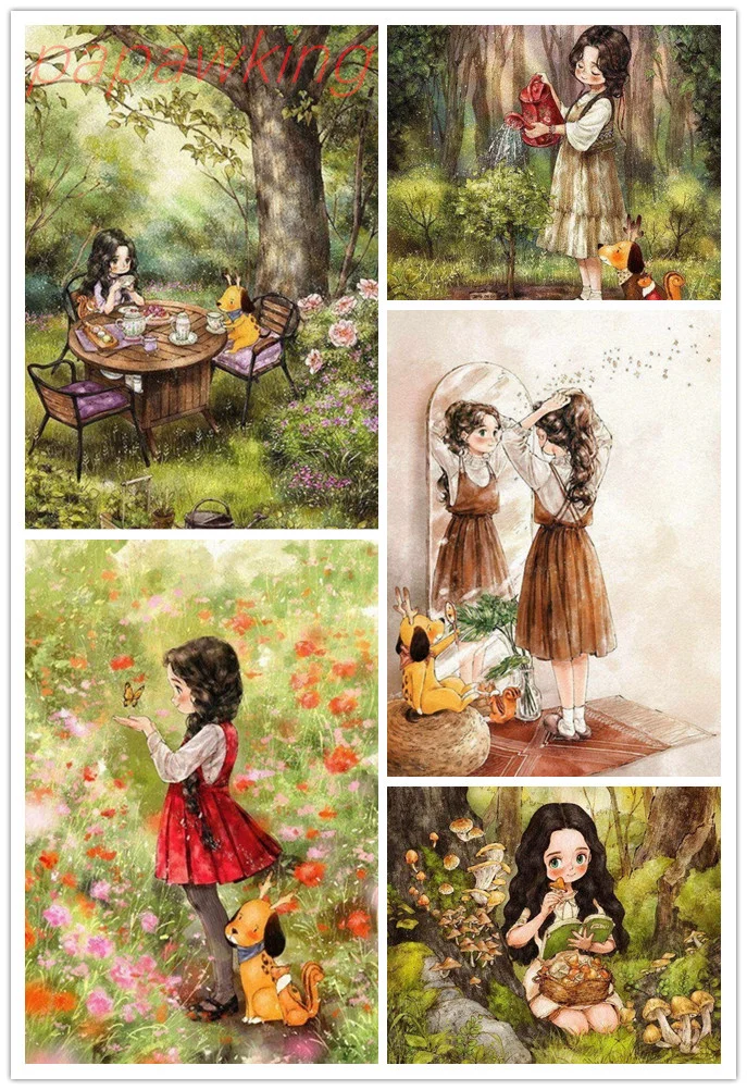 

Diy Diamond Painting Full Square/round Diamond Girl Pattern Cross Stitch Kit Cartoon Rhinestone Embroidery Art Home Decoration
