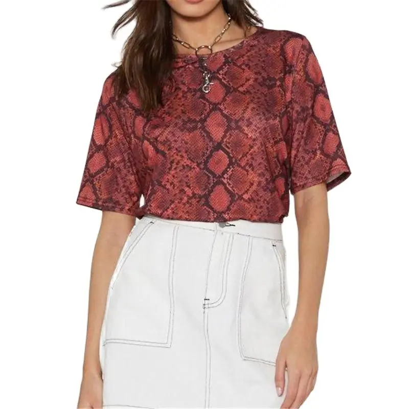 

Summer Gothic Tshirt for Women 2022 Snake Print Short Sleeve T-shirt Loose Tops Tees Female Harajuku Streetwear Free Shiping
