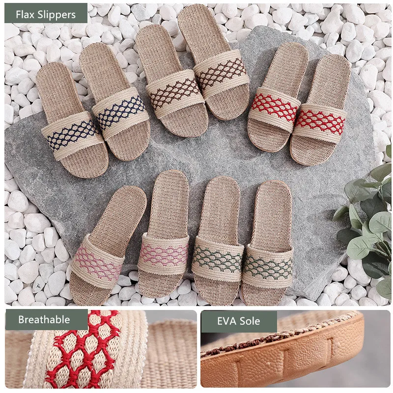 Suihyung/женские льняные тапочки Летняя домашняя обувь Женские вьетнамки из льняной