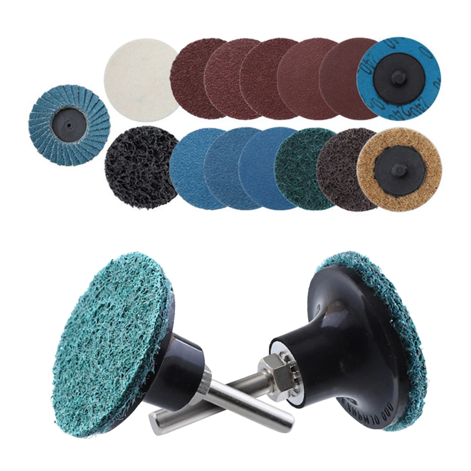 

70pcs Polishing 2 Inch Roll Lock Sanding Discs Set Accessories Rotary Tool Quick Change Burr Finish With 1/4inch Holder