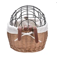 pet supplies woven bike basket front handlebar wicker bicycle small for pet carrier adult boys girls cat bag