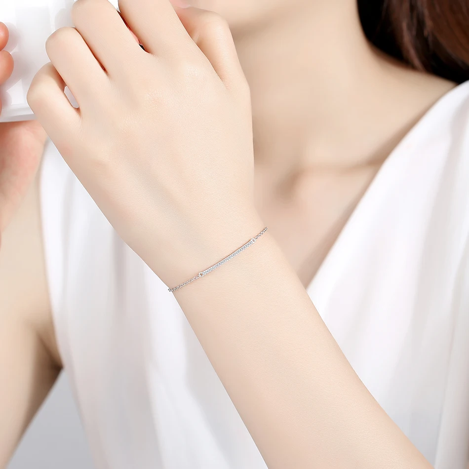 100% Стерлинговое Серебро 925 пробы браслеты для женщин ослепительный фианит