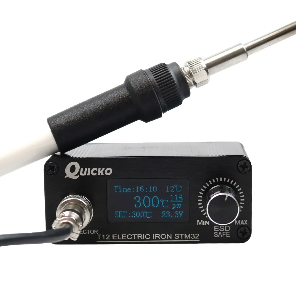 

QUICKO MINI T12 Soldering Station STM32/CKS OLED T12 Soldering Iron Tips T12-907 6pin Handle multilingual solder