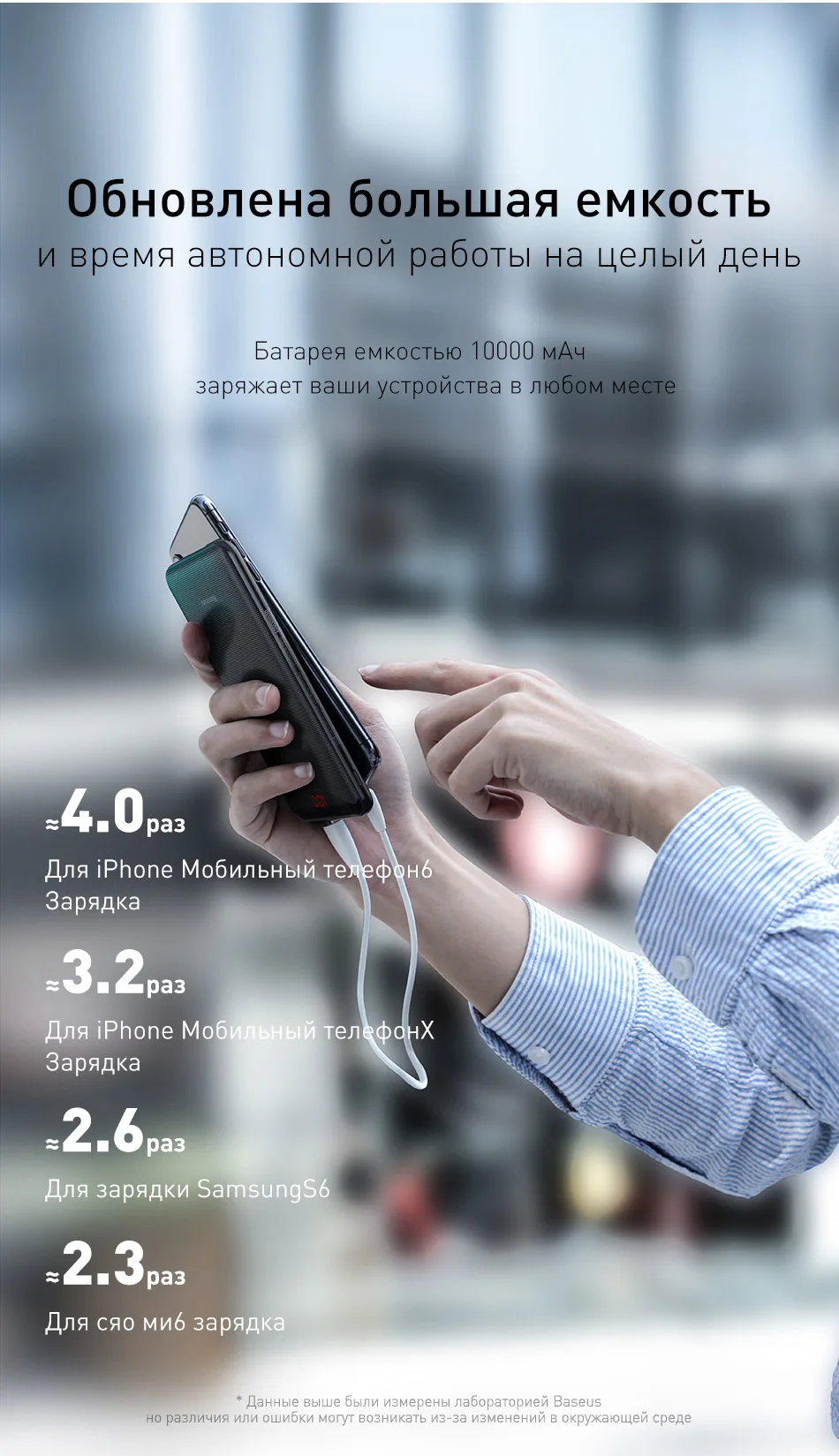 Baseus тонкий внешний аккумулятор 10000 мАч с двумя usb-портами и фонариком для iPhone 11 Pro samsung, портативный внешний аккумулятор