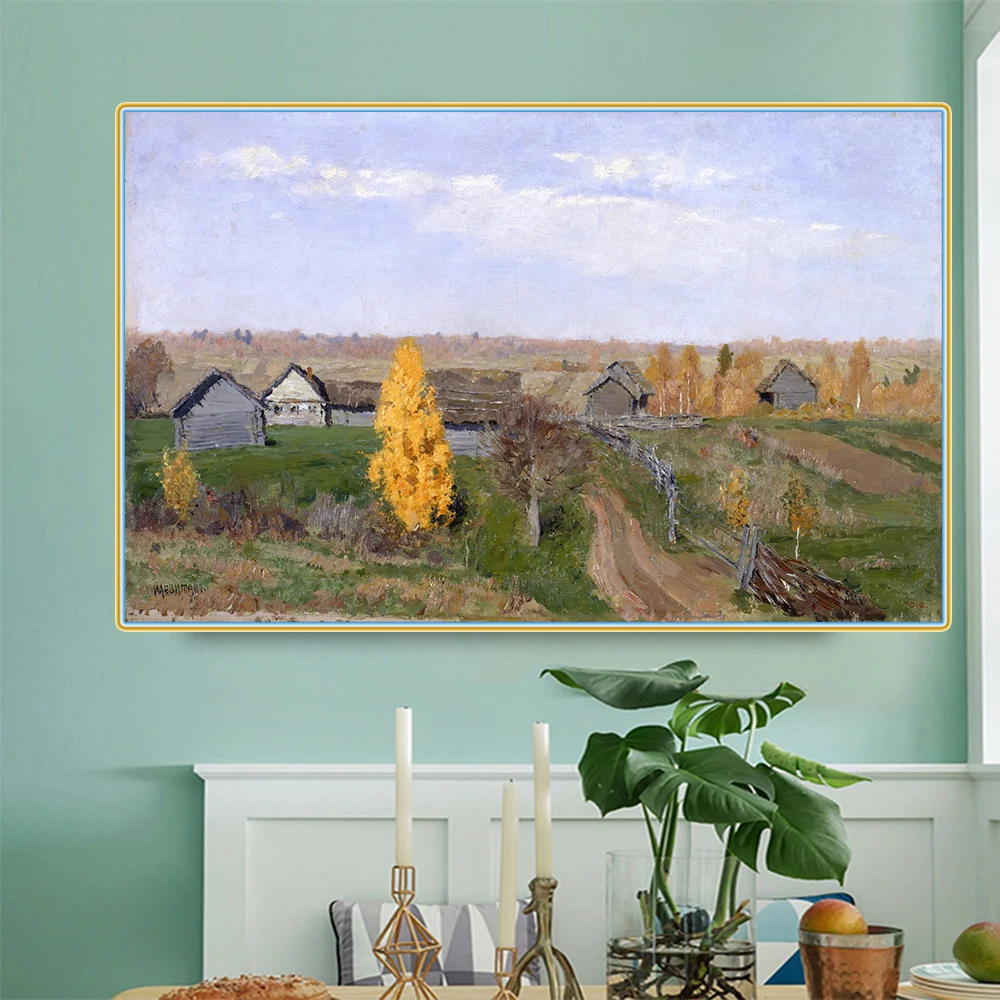 Цитон Левитан Исаак илих Rural Сельский Золотой осенний пейзаж Canvas Холст Картина