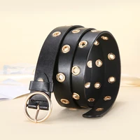 Women Leather Belt Round Metal Pin Buckle Circle Belts Hot Brand Fashion Punk Ring for Women Belt