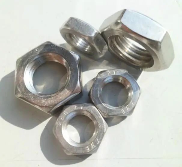 

4pcs M11 M13 M14 M15 M16 M17 hexagon flat nuts fine pitch small thin tooth hex female screw stainless 5mm-8mm thickenss