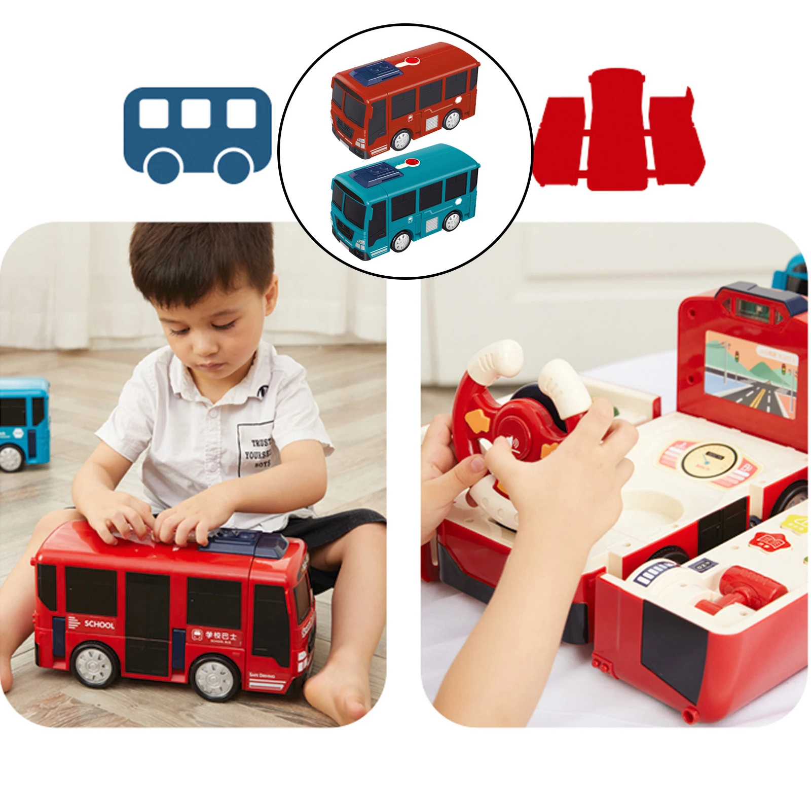 

Deformation Bus Car Toy Simulation Steering Wheel Early Bus Driving Toy Gift for Toddlers Boys & Girls