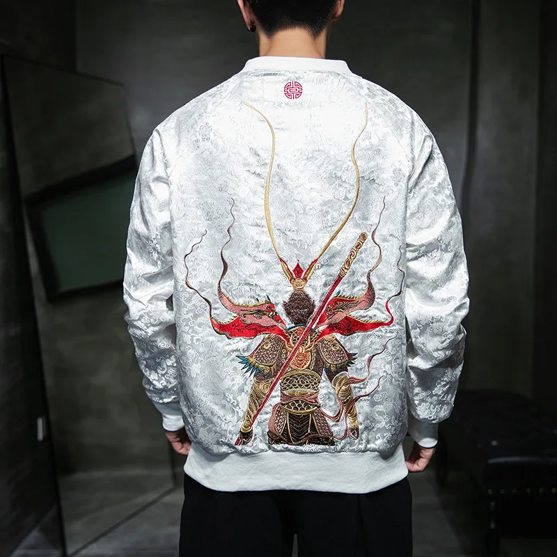 Мужская футболка в китайском стиле для бега с длинными рукавами вышитый дракон