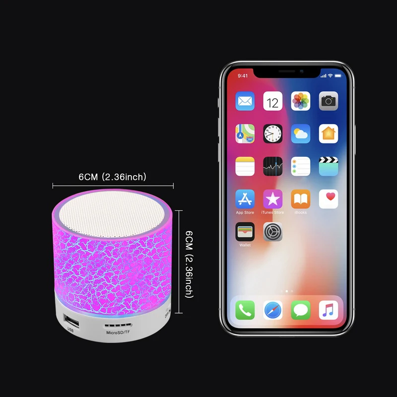 Bluetooth Speaker Mini Wireless Loudspeaker Crack LED TF USB Subwoofer Speakers MP3 Stereo Audio Music Player | Электроника