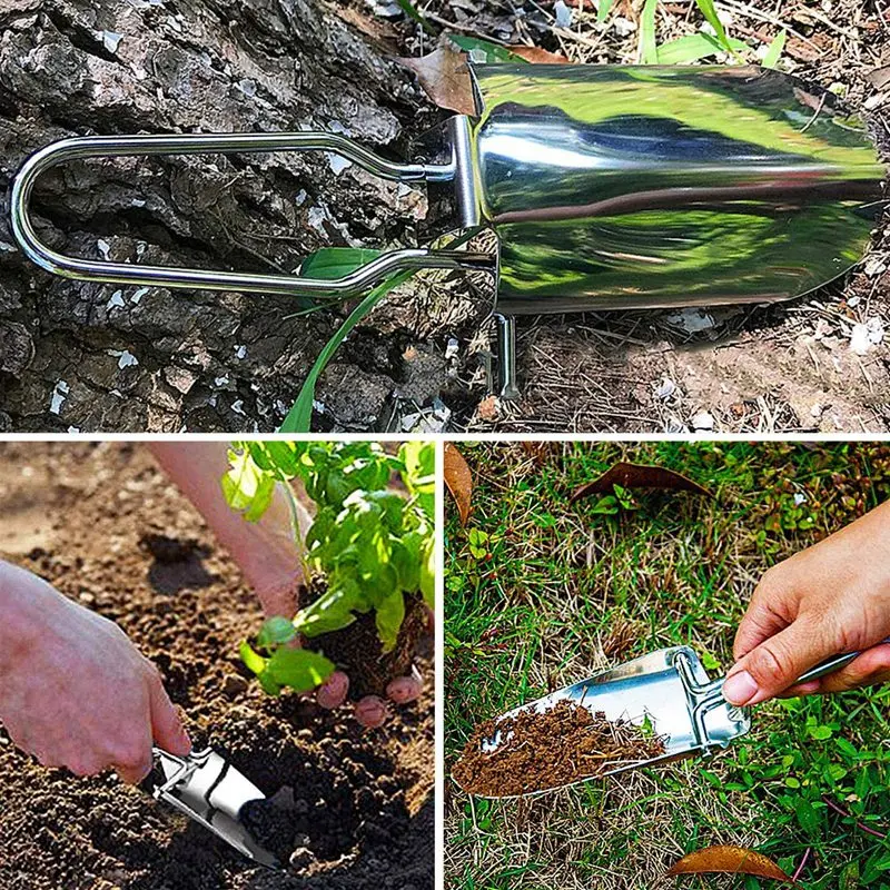 

2Pcs Camping Folding Shovel Mini Folding Shovel Stainless Steel Multifunctional Mini Garden Shovel with Storage Bag