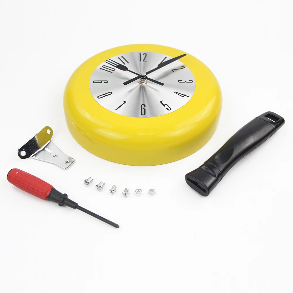 

HQ Creative Wall Clock Metal Frying Pan Design 8'' 10'' 12'' Clocks Kitchen Decoration Novelty Art Watch Digital Wall Clock